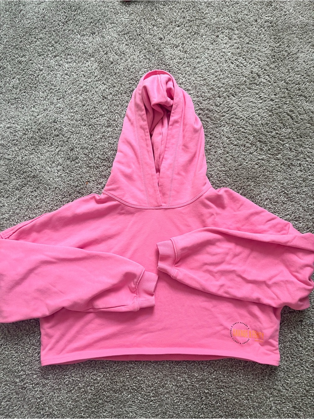 Savage x Fenty Pink Crop Hoodie Size Medium